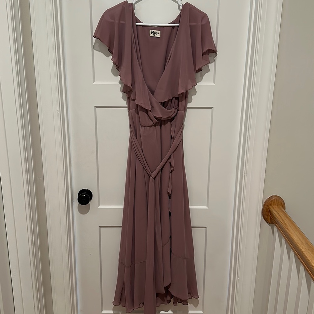 Show Me Your Mumu Jess Ruffle Midi Dress - Antique Rose Chiffon - Size 2X